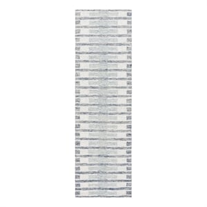 Safavieh Ebony 2'-3&quot x 8'-0&quot Wool and Cotton Hand Tufted Rug in Ivory / Blue