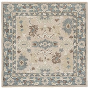 Safavieh Ebony 6'-0&quot x 6'-0&quot Wool and Cotton Hand Tufted Rug in Beige / Gray