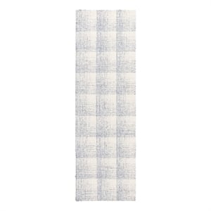 Safavieh Ebony 2'-3&quot x 8'-0&quot Wool and Cotton Hand Tufted Rug in Ivory / Blue