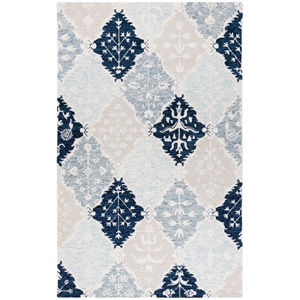 Safavieh Ebony 3'-0&quot x 5'-0&quot Wool  Hand Tufted Rug in Blue / Ivory