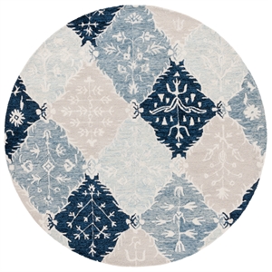 Safavieh Ebony 6'-0&quot x 6'-0&quot Wool  Hand Tufted Rug in Blue / Ivory