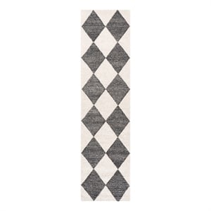 Safavieh Ebony 2'-3&quot x 9'-0&quot Wool and Cotton Hand Tufted Rug in Ivory / Black