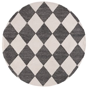 Safavieh Ebony 6'-0&quot x 6'-0&quot Wool and Cotton Hand Tufted Rug in Ivory / Black