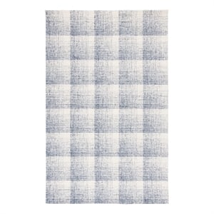 Safavieh Ebony 5'-0&quot x 8'-0&quot Wool and Cotton Hand Tufted Rug in Ivory / Blue