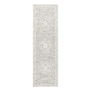 Safavieh Ebony 2'-3&quot x 8'-0&quot Wool and Cotton Hand Tufted Rug in Gray / Ivory