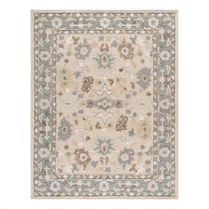 Safavieh Ebony 8'-0&quot x 10'-0&quot Wool and Cotton Hand Tufted Rug in Beige / Gray