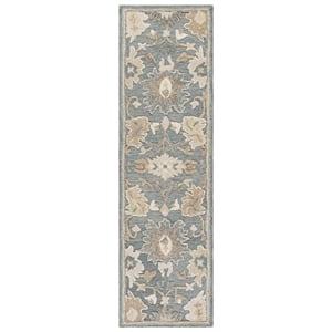 Safavieh Ebony 2'-3&quot x 8'-0&quot Wool and Cotton Hand Tufted Rug in Gray / Beige