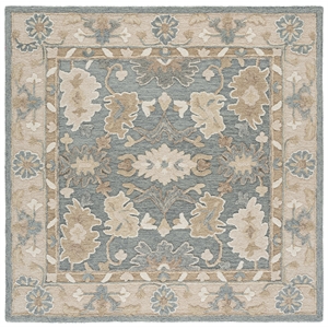 Safavieh Ebony 6'-0&quot x 6'-0&quot Wool and Cotton Hand Tufted Rug in Gray / Beige