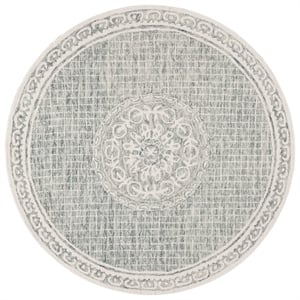 Safavieh Ebony 6'-0&quot x 6'-0&quot Wool and Cotton Hand Tufted Rug in Gray / Ivory