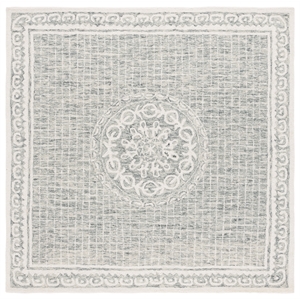 Safavieh Ebony 6'-0&quot x 6'-0&quot Wool and Cotton Hand Tufted Rug in Gray / Ivory