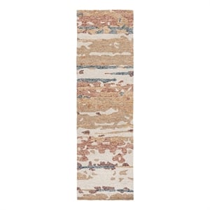 Safavieh Ebony 2'-3&quot x 8'-0&quot Wool and Cotton Hand Tufted Rug in Beige / Rust