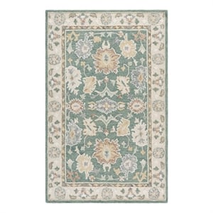 Safavieh Ebony 5'-0&quot x 8'-0&quot Wool and Cotton Hand Tufted Rug in Green / Beige