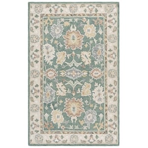 Safavieh Ebony 6'-0&quot x 9'-0&quot Wool and Cotton Hand Tufted Rug in Green / Beige