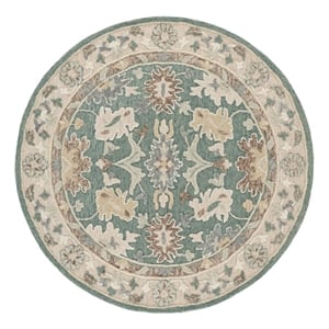Safavieh Ebony 6'-0&quot x 6'-0&quot Wool and Cotton Hand Tufted Rug in Green / Beige