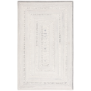 Safavieh Ebony 3'-0&quot x 5'-0&quot Wool and Cotton Hand Tufted Rug in Ivory / Gray