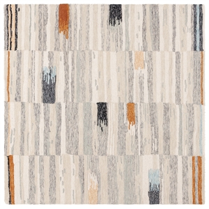 Safavieh Ebony 3'-0&quot x 3'-0&quot Wool and Cotton Hand Tufted Rug in Ivory / Gray