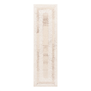 Safavieh Ebony 2'-3&quot x 8'-0&quot Wool and Cotton Hand Tufted Rug in Ivory / Brown