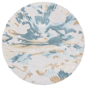 Safavieh Fifth Avenue 6'-0&quot x 6'-0&quot Wool  Hand Tufted Rug in Beige / Teal