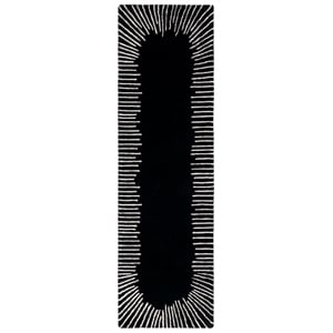 Safavieh Fifth Avenue 2'-3&quot x 11'-0&quot Wool  Hand Tufted Rug in Black / Ivory