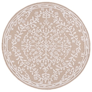 Safavieh Glamour 6'-0&quot x 6'-0&quot Wool  Hand Tufted Rug in Beige / Ivory
