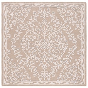 Safavieh Glamour 6'-0&quot x 6'-0&quot Wool  Hand Tufted Rug in Beige / Ivory