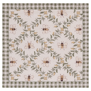 Safavieh Chelsea 3'-0&quot x 3'-0&quot Wool  Hand Hooked Rug in Ivory / Green