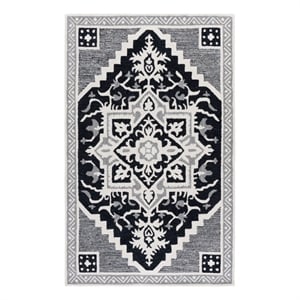 Safavieh Heritage 4'-0&quot x 6'-0&quot Wool and Cotton Hand Tufted Rug in Black / Ivory