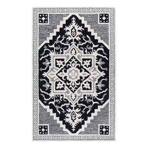 Safavieh Heritage 5'-0&quot x 8'-0&quot Wool and Cotton Hand Tufted Rug in Black / Ivory