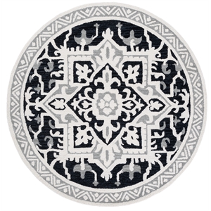 Safavieh Heritage 6'-0&quot x 6'-0&quot Wool and Cotton Hand Tufted Rug in Black / Ivory