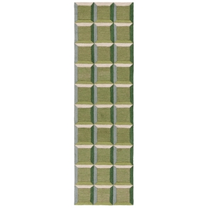 Safavieh Genre 2'-3&quot x 19'-0&quot Wool and Cotton Hand Tufted Rug in Green / Beige
