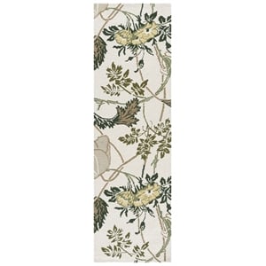 Safavieh Jardin 2'-3&quot x 8'-0&quot Wool and Cotton Hand Tufted Rug in Ivory / Green