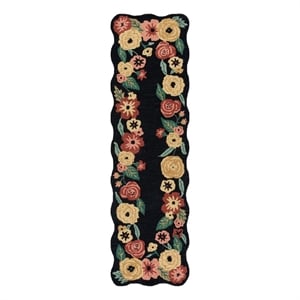 Safavieh Jardin 2'-3&quot x 8'-0&quot Wool and Cotton Hand Tufted Rug in Black / Pink