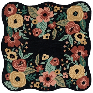 Safavieh Jardin 6'-0&quot x 6'-0&quot Wool and Cotton Hand Tufted Rug in Black / Pink