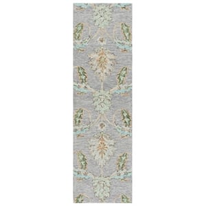Safavieh Jardin 2'-3&quot x 8'-0&quot Wool and Cotton Hand Tufted Rug in Gray / Green