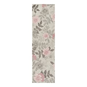 Safavieh Jardin 2'-3&quot x 8'-0&quot Wool and Cotton Hand Tufted Rug in Gray / Pink