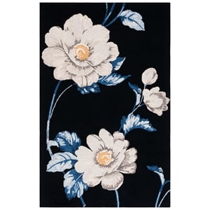 Safavieh Jardin 6'-0&quot x 9'-0&quot Wool  Hand Tufted Rug in Black / Ivory