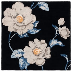 Safavieh Jardin 6'-0&quot x 6'-0&quot Wool  Hand Tufted Rug in Black / Ivory