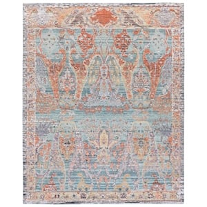 Safavieh Jewel Of India 9'-0&quot x 12'-0&quot Wool Hand Knotted Rug in Teal / Rust