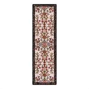 Safavieh Jardin 2'-3&quot x 8'-0&quot Wool and Cotton Hand Tufted Rug in Ivory / Black