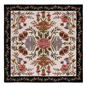 Safavieh Jardin 6'-0&quot x 6'-0&quot Wool and Cotton Hand Tufted Rug in Ivory / Black