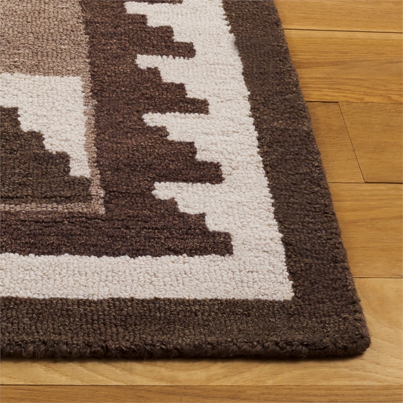 safavieh kenya 6'-0&quot x 9'-0&quot wool  hand tufted rug in brown / ivory