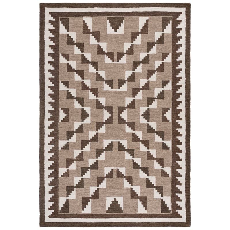 Safavieh Kenya 6'-0&quot x 9'-0&quot Wool  Hand Tufted Rug in Brown / Ivory