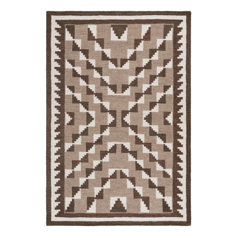 safavieh kenya 6'-0&quot x 9'-0&quot wool  hand tufted rug in brown / ivory
