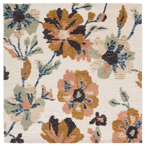 Safavieh Jardin 6'-0&quot x 6'-0&quot Wool and Cotton Hand Tufted Rug in Ivory / Blue