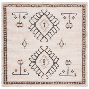 Safavieh Kilim 9'-0&quot x 9'-0&quot Jute Flat Weave Rug in Ivory / Black