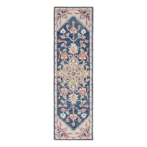Safavieh Metro 2'-3&quot x 6'-0&quot Wool and Cotton Hand Tufted Rug in Navy / Beige