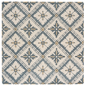 Safavieh Metro 6'-0&quot x 6'-0&quot Wool and Cotton Hand Tufted Rug in Blue / Ivory