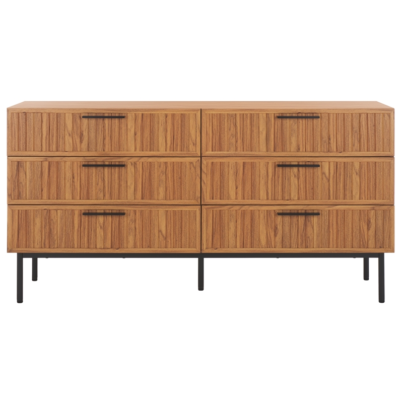 Safavieh Axelle 6 Drawer Wood Dresser in Oak / Black
