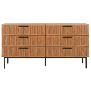 Safavieh Axelle 6 Drawer Wood Dresser in Oak / Black