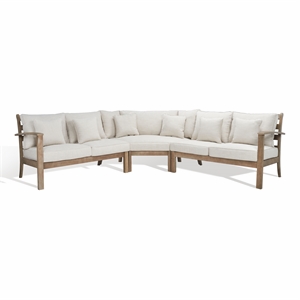 Safavieh Rosabecca Wood Patio Sectional Sofa in Natural / Beige